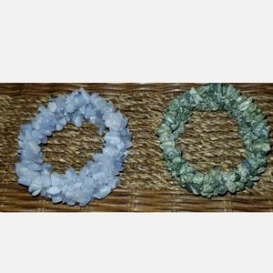 LOT OF 2 VINTAGE GENUINE STONE NUGGET BEADED STRET